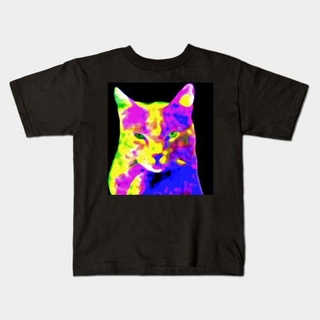 Colorful Abstract Cat Kids T-Shirt by CarloVaro